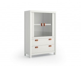 Exkluz&iacute;vna mas&iacute;vna n&iacute;zka vitr&iacute;na Lyon s dvoma sklenen&yacute;mi dvierkami a p&aacute;rom z&aacute;suviek 146cm