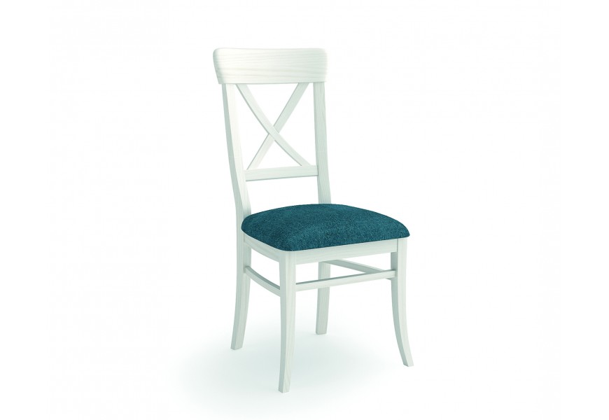Luxusná jedálenská stolička Cruceta z masívneho dreva so štýlovým tyrkysovým čalúnením