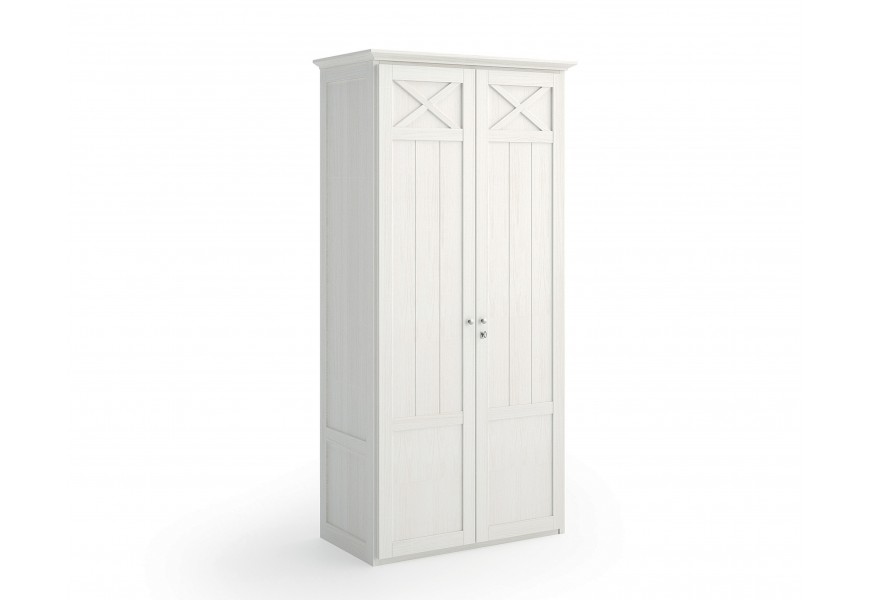 Luxusná a nadčasová vysoká šatníková skriňa Lyon s dvojkrídlovými dverami z borovicového dreva v modernom prevedení