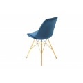 Dizajnová moderná stolička Scandinavia so zlatými kovovými nohami a tmavomodrým čalúnením 86cm
