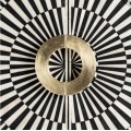 Exkluzívna art-deco barová skrinka Caderina kruhového tvaru s dvomi dvierkami s čierno-bielym geometrickým dizajnom 160cm