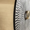 Exkluzívna art-deco barová skrinka Caderina kruhového tvaru s dvomi dvierkami s čierno-bielym geometrickým dizajnom 160cm