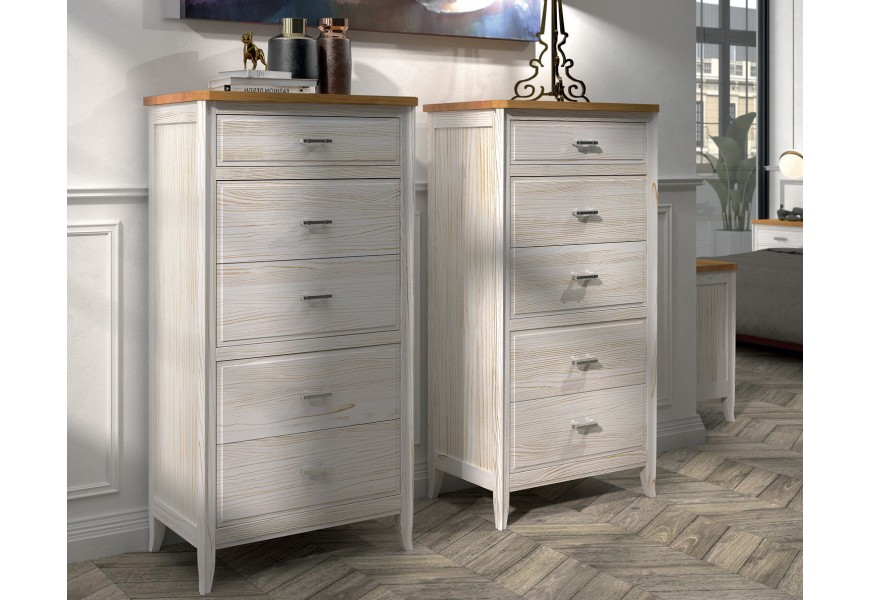 Luxusná moderná komoda Genova z masívneho dreva s piatimi zásuvkami 132cm