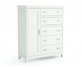 Luxusn&aacute; modern&aacute; mas&iacute;vna komoda Cerdena s jedn&yacute;mi dvierkami a piatimi z&aacute;suvkami na nožičk&aacute;ch 121 cm