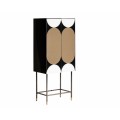 Luxusná art-deco barová skrinka Hannes z kovu a dreva s dizajnovým trojfarebným vzorom 163cm