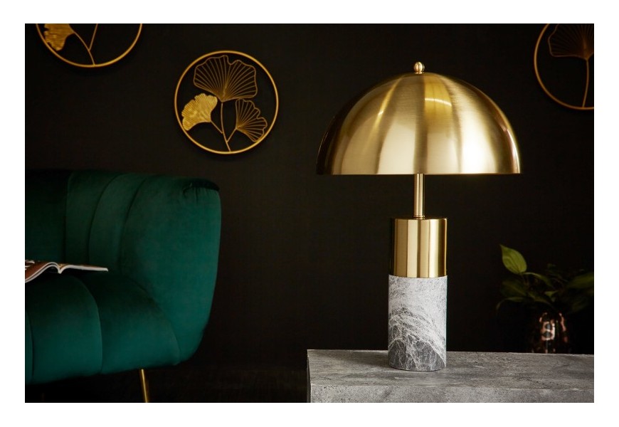 Dizajnová stolná lampa Jaspeado v art-deco zlatom prevedení s nastaviteľným tienidlom