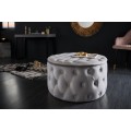 Štýlová taburetka Modern Barock v modernom Chesterfield vyhotovení v sivej farbe