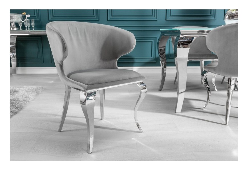Luxusná stolička Modern Barock II zamatová sivá 79cm