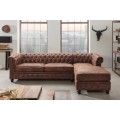 Luxusná rohová vintage chesterfield sedačka Holger hnedá pravá 280cm