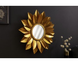 Dizajnové moderné závesné zrkadlo Slnečnica v orientálnom štýle so zlatým kovovým rámom v tvare kvetu