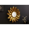 Dizajnové moderné závesné zrkadlo Slnečnica v orientálnom štýle so zlatým kovovým rámom v tvare kvetu