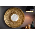 Orient&aacute;lne okr&uacute;hle zrkadlo Unique s kovov&yacute;m ornament&aacute;lnym r&aacute;mom zlatej farby 81cm