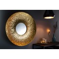 Orient&aacute;lne okr&uacute;hle zrkadlo Unique s kovov&yacute;m ornament&aacute;lnym r&aacute;mom zlatej farby 81cm