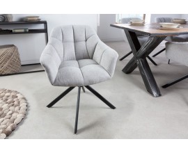 Dizajnová otočná jedálenská stolička Mariposa s čiernymi kovovými nohami a sivým čalúnením 83cm