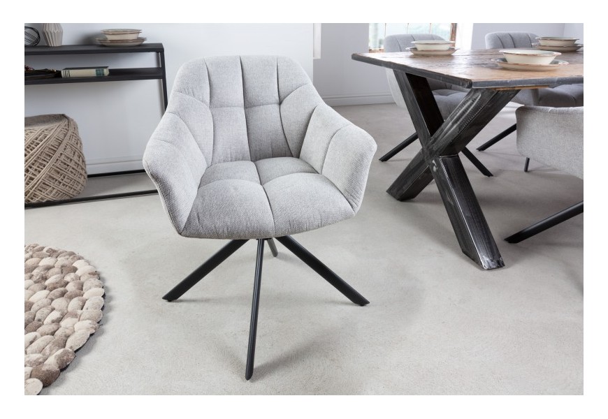 Pohodlná otočná jedálenská stolička s opierkami s retro prešívaním