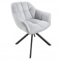 Nadčasová otočná stolička do jedálne v jemnom sivom farebnom prevedení
