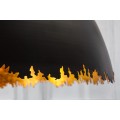 Dizajnov&aacute; z&aacute;vesn&aacute; lampa Elodie s polkruhov&yacute;m kovov&yacute;m tienidlom v čierno-zlatej farbe 61cm