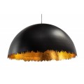 Dizajnová závesná lampa Elodie s polkruhovým kovovým tienidlom v čierno-zlatej farbe 61cm