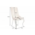 Exkluzívna moderná jedálenská stolička Glamour so zamatovým béžovým čalúnením a striebornými chrómovými nohami 102cm