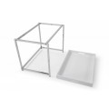 Moderný set dvoch príručných stolíkov Elements so striebornou kovovou konštrukciou a s odnímateľným podnosom
