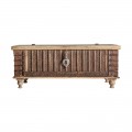 Dizajnový konferenčný stolík Vallexa z masívneho teakového dreva s ornamentálnym vyrezávaním a s úložným priestorom