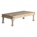 Orientálny konferenčný stolík do obývačky Vallexa z masívneho teakového dreva s bohatým ornamentálnym vyrezávaním 150cm