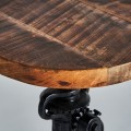 Industriálna otočná barová stolička Aspen kruhového tvaru z mangového dreva s čiernou kovovou konštrukciou 46-70cm