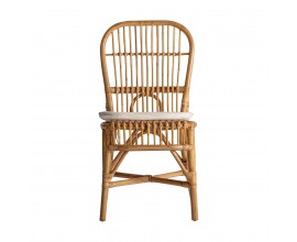 Ratanová stolička Brodas z ratanu prírodnej hnedej farby s bavlneným vankúšom 96cm