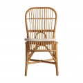Ratanová jedálenská stolička Brodas hnedej farby vo vidieckom štýle so zaobleným operadlom