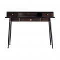 Dizajnový industriálny písací stôl Islip z kovu čiernej farby so starozlatým zdobení, tromi zásuvkami a odkladacím priestorom