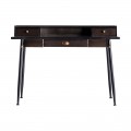 Dizajnový industriálny písací stôl Islip z kovu čiernej farby so starozlatým zdobení, tromi zásuvkami a odkladacím priestorom