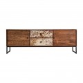 Retro dizajnový TV stolik Texas do obývačky z masívneho dreva hnedej farby s dvomi zásuvkami a dvierkami 175cm