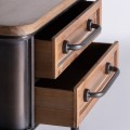 Industriálny nočný stolík do spálne Islip z dreva a kovu hnedo-čiernej farby s dvomi zásuvkami 77cm 