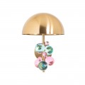 Luxusná art-deco nástenná lampa Ciel so zlatou kovovou konštrukciou s farebnými sklenenými prvkami 25cm 