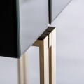 Luxusný art-deco konzolový stolík Steyern v lesklom čiernom prevedení so zásuvkou a párom dvoch zlatých kovových podstáv 120cm