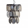 Art-deco luster Edgar s kovovou kon&scaron;trukciou s ov&aacute;lnymi prvkami v zlato-čiernych odtieňoch 42cm