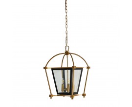 Art-deco elegantná závesná lampa Abenthy s čierno.zlatou konštrukciou z kovu 42cm