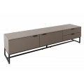 Dizajnový industriálny TV stolík Marsh s hnedosivou povrchovou úpravou a s čiernou kovovou konštrukciou