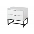 Modern&yacute; nočn&yacute; stol&iacute;k Marsh do sp&aacute;lne obdĺžnikov&eacute;ho tvaru v bielej farbe s dvomi z&aacute;suvkami 50cm