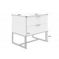 Modern&yacute; nočn&yacute; stol&iacute;k Marsh do sp&aacute;lne obdĺžnikov&eacute;ho tvaru v bielej farbe s dvomi z&aacute;suvkami 50cm
