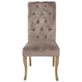 Luxusná chesterfield jedálenská stolička Chelsea so zamatovým čalúnením béžovej farby 105cm