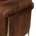 Luxusná vintage kožená trojsedačka Leatheriva do obývačky v orechovo hnedej farbe s kovovými nožičkami zlatej farby 240cm 