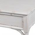 Dizajnový provensálsky konzolový stolík Bayur v bambusovom off white farebnom vyhotovení s dvoma zásuvkami