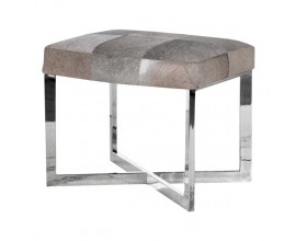 Chrómová moderná taburetka Tallys so sivým poťahom a kovovou chrómovou konštrukciou 61cm