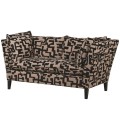 Retro dizajnová čalúnená dvojsedačka Sevila do obývačky s patchwork vzorom hnedo-čiernej farby 168cm