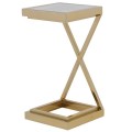 Art-deco príručný stolík Lush do obývačky so zlatým kovovým rámom a sklenenou doskou 30cm