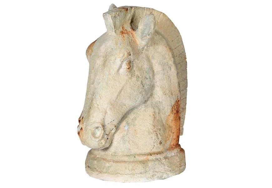 Antická dekoračná socha konskej hlavy Stallion v off-white farbe  40cm