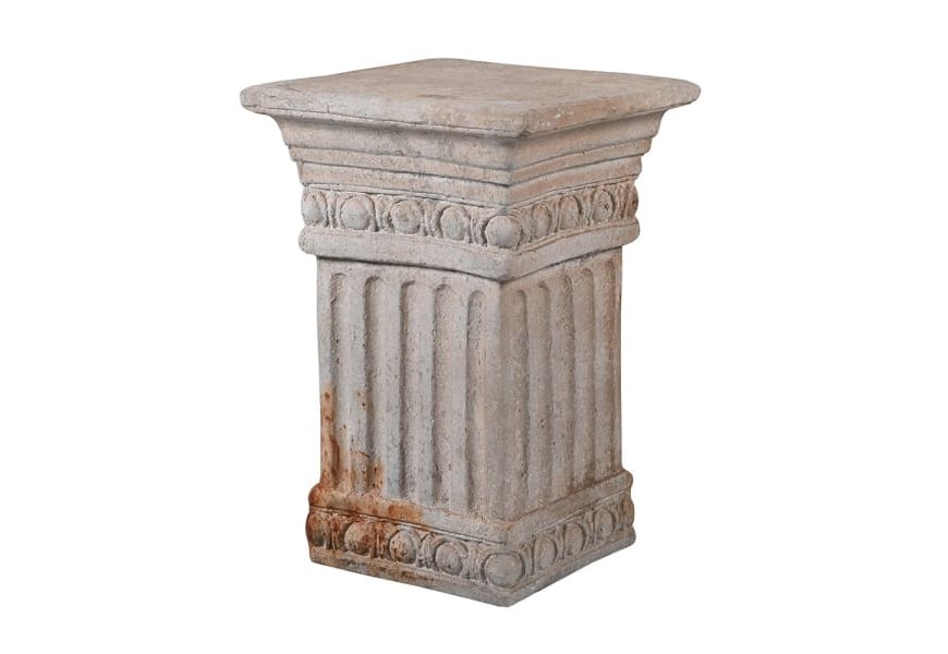 Luxusný antický dekoračný rímsky stĺp Pilar II s antickým zdobením z polyresinu vo farbe slonovej kosti