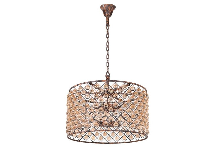 Rustikálny luxusný luster Chadem z kovu a jantárového skla v žlto-hnedom odtieni 70cm