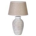 Elegantná vintage nočná lampa Dalia v béžovej farbe s textilným tienidlom
